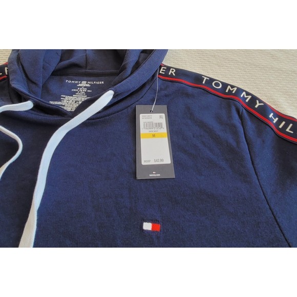 Tommy Hilfiger Men's French Terry Pullover Hoodie Medium Large Blue Lightweight - Picture 9 of 10